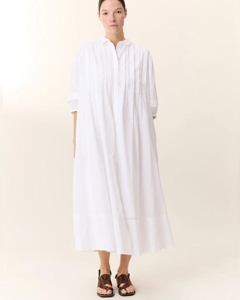 Roca Pleated Maxi Dress White