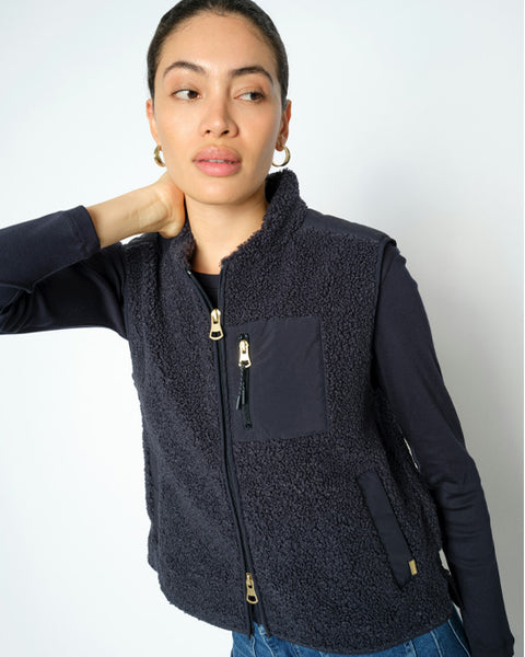 Rowe Eli Teddy Vest Salute Navy