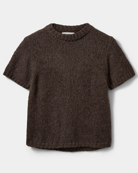Saga Short Sleeve Knit Dark Brown