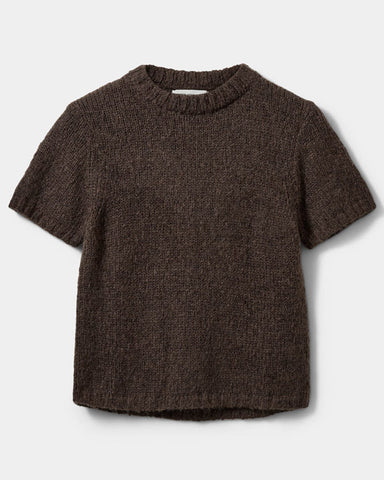 Saga Short Sleeve Knit Dark Brown