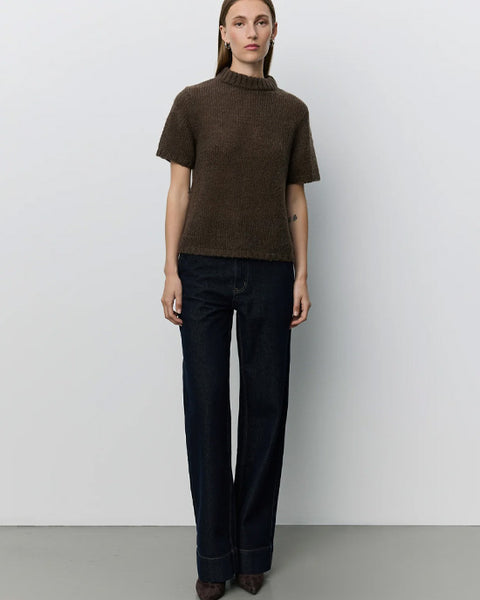 Saga Short Sleeve Knit Dark Brown