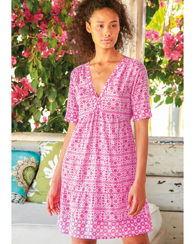 Santorini Kaftan White/Pink