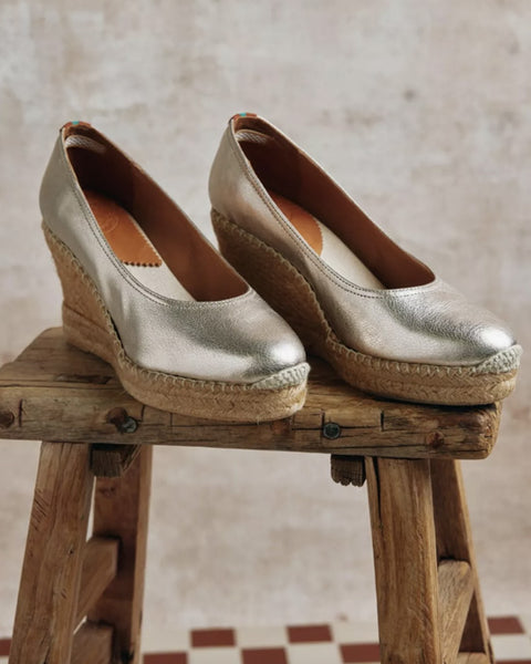 Scoop Leather Espadrille Champagne - shopatstocks