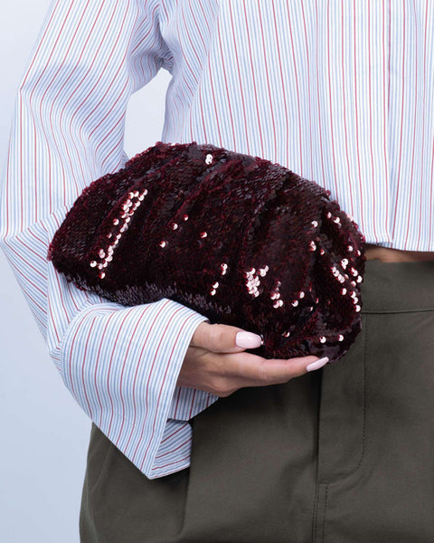 Sequin Clutch Bag Burgundy