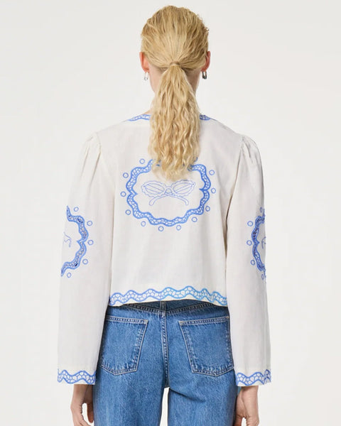 Serviette Blouse White/Blue - shopatstocks
