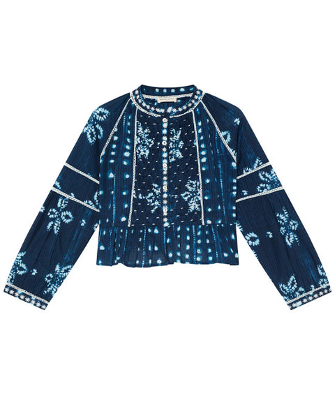 Shibori Blouse Dreams Sora Ocean Ink - shopatstocks
