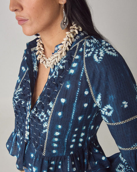 Shibori Blouse Dreams Sora Ocean Ink - shopatstocks