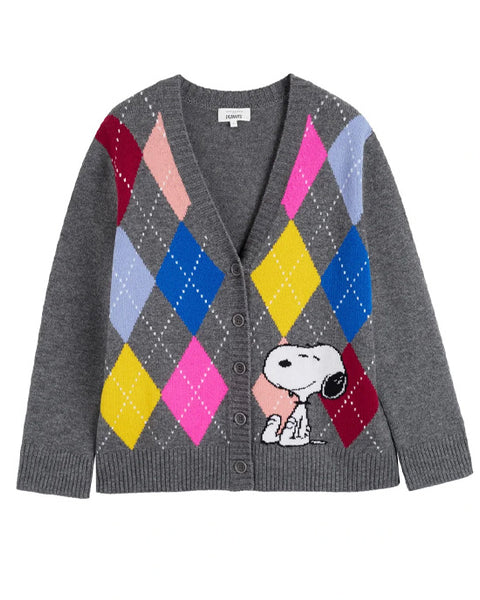 Snoopy Argyle Cardigan Multi