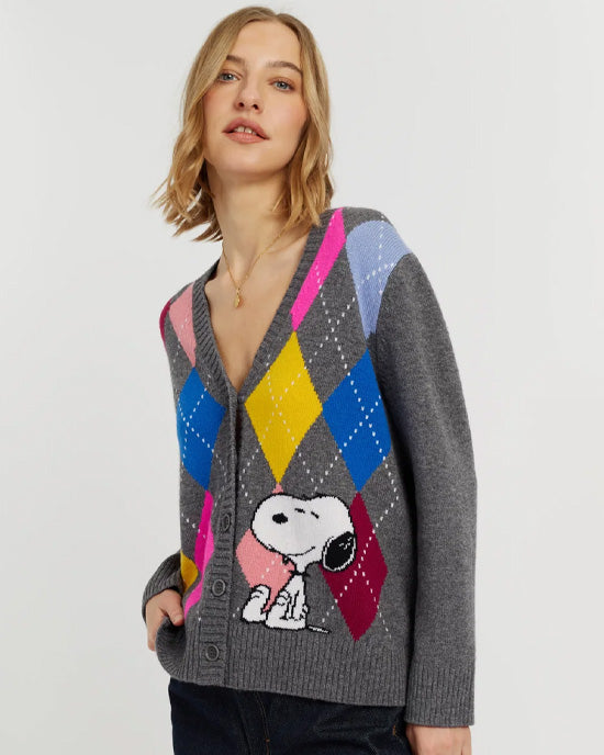 Snoopy Argyle Cardigan Multi