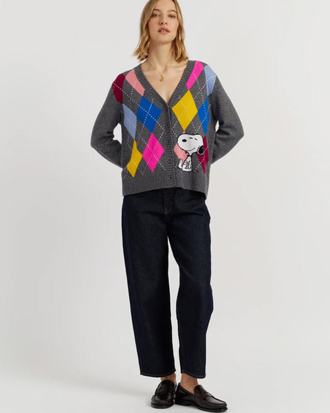 Snoopy Argyle Cardigan Multi