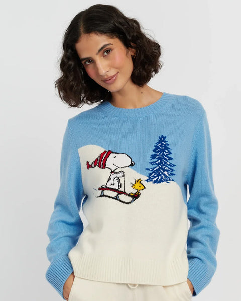 Snoopy on the Slopes Crew Sky Blue