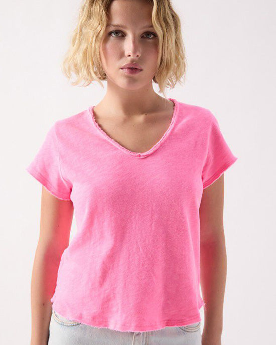 Sonoma V Neck Tee Pink Acid Fluo