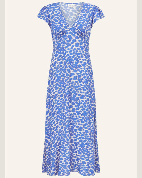 Sophie EcoVero Dress Ikat Animal White/Blue - shopatstocks