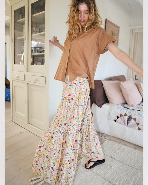 Sunset Skirt Maxi Flower Print - shopatstocks