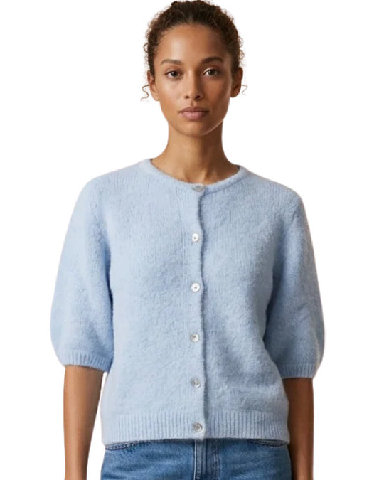 Susan Short Sleeve Alpaca Cardigan Light Blue