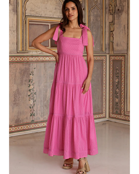 Tabitha Organic Cotton Dobby Dress Pink