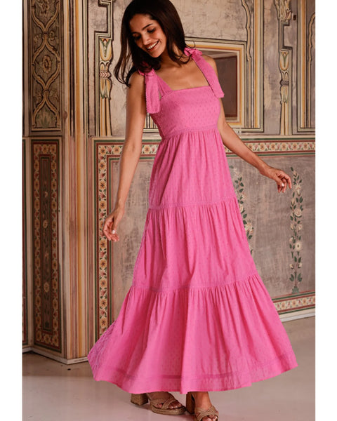 Tabitha Organic Cotton Dobby Dress Pink