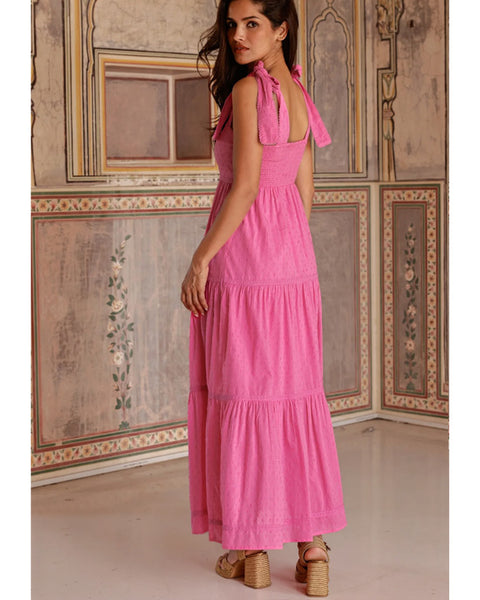 Tabitha Organic Cotton Dobby Dress Pink