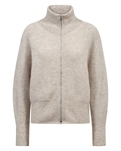 Thora Knit Zip Cardigan Feather Gray