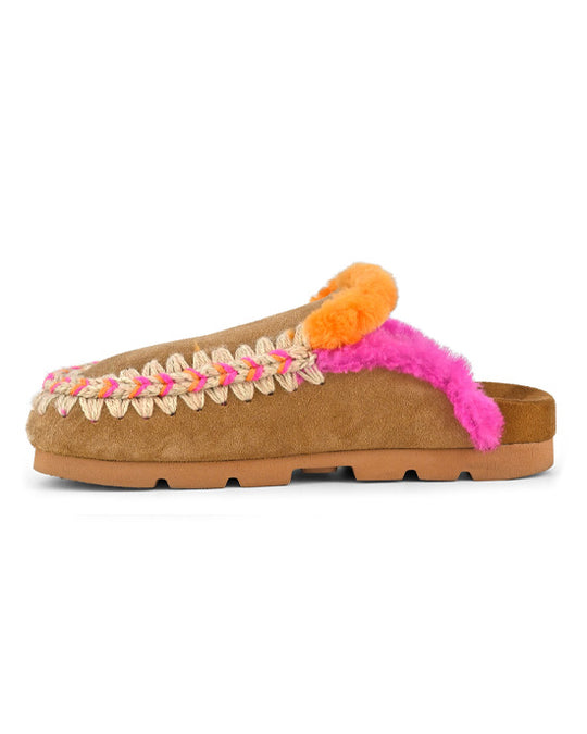 Winter bio overstitching Slipper Cognac