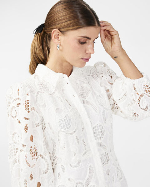 Yashongi Embroidered Shirt Dress White