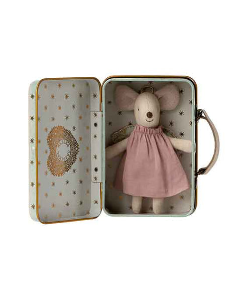 Angel mouse in suitcase