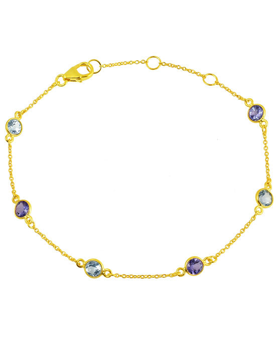 Polka Dot Bracelet Gold Blue Topaz / Tanzanite