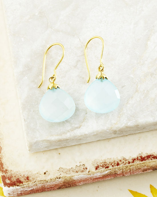 Hera Hooded Earrings Aqua Chalcedony