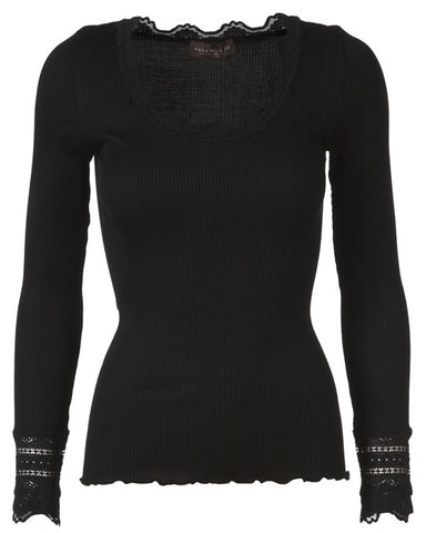 Silk Top w Lace Black - shopatstocks