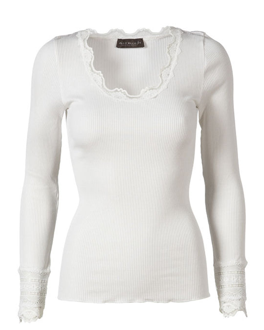Silk Top Long Sleeve New White