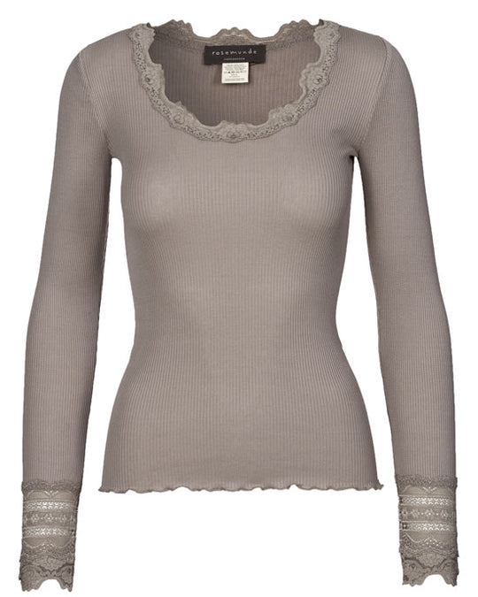 Silk top long sleeve Dark Sand