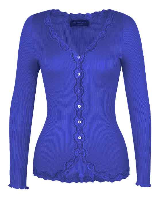 Cotton Silk Cardigan w Lace Very Blue