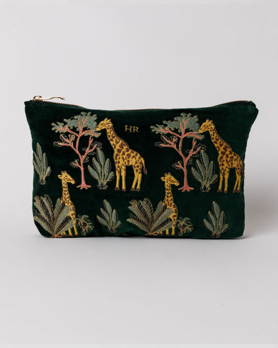 Giraffe Forest Velvet Everyday Pouch – shopatstocks