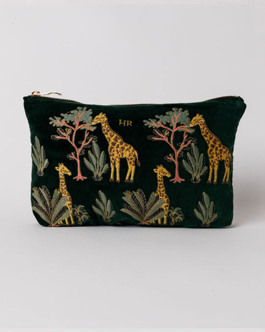 Giraffe Forest Velvet Everyday Pouch