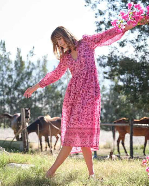 Bianca Midi Dress Rani Pink
