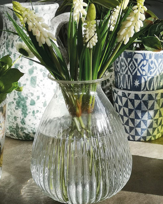 Ribbed Onion Vase Clear 12x16cm