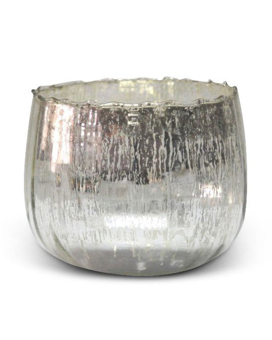 Small Antique Silver Glass Candle Holder