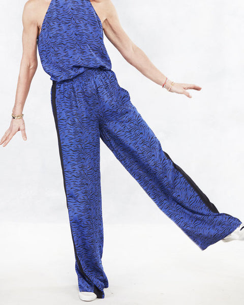 Kylie Trousers Blue and Black Leo