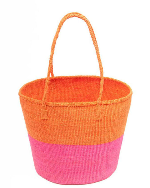 Mwanzo Orange and Pink Colour Block Shopper