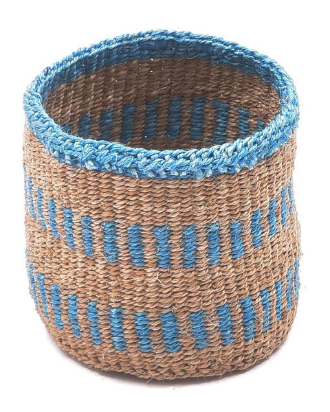 Mzima Dusty Blue Stripe Woven Storage Basket