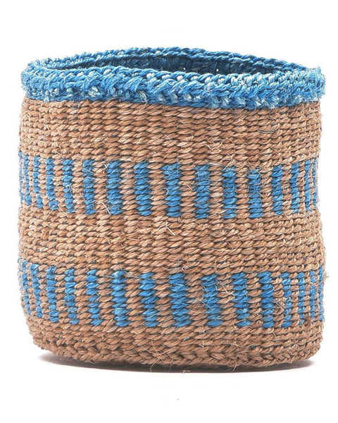 Mzima Dusty Blue Stripe Woven Storage Basket