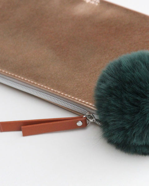 Rose Gold Pouch with Green Pom - shopatstocks