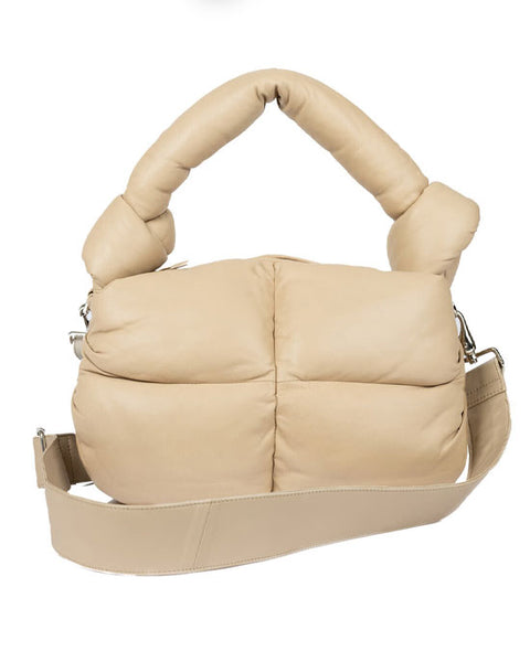 Padded Beige Shoulder Bag w chunky strap