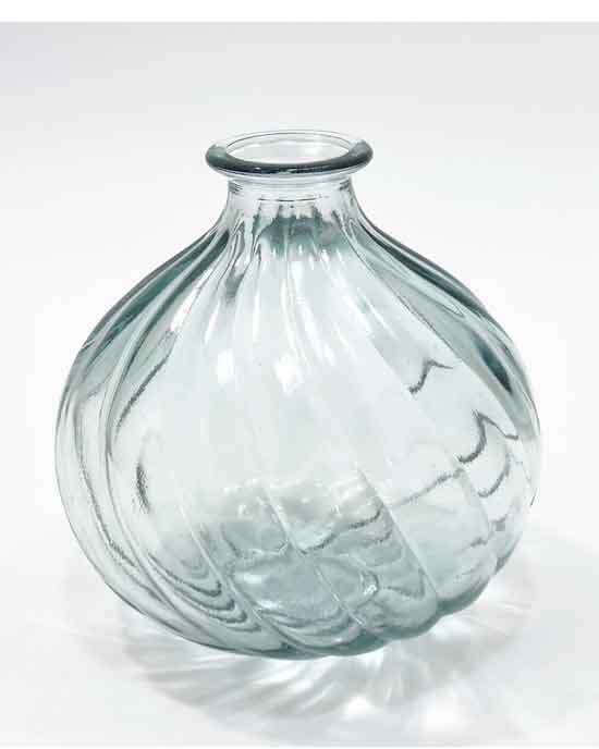 Recycled Glass Vase 17cm 'Spiral' Clear