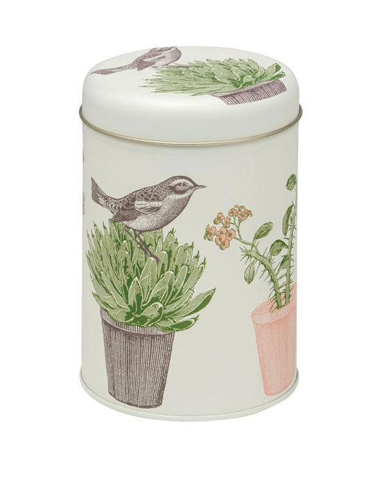 Cactus & Bird Round Caddy Tin