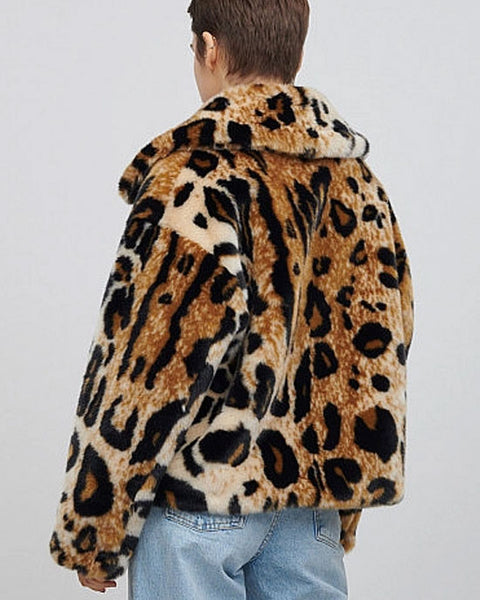 Traci Cropped Fur Faux Jacket Leopard