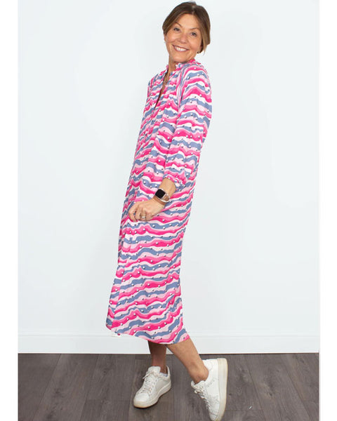 Zion Dress Squiggle Star Pink & Blue