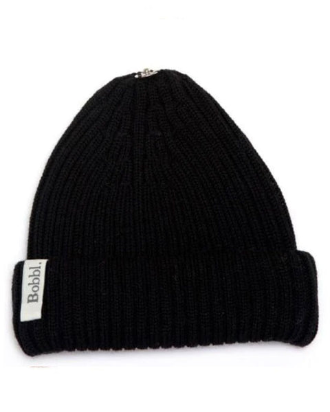 Merino Wool Bobble Hat Black