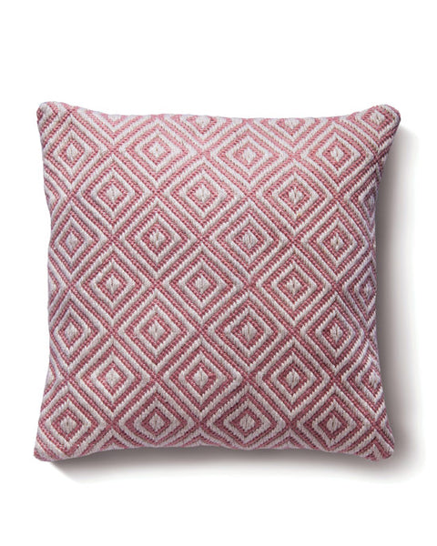 Woven Diamond Cushion Coral Pink