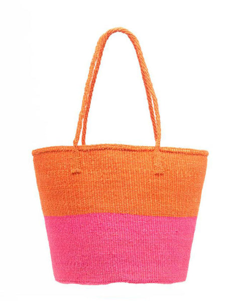 Mwanzo Orange and Pink Colour Block Shopper